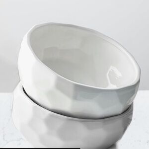Ceramic Dog- White Food Bowl and Water Bowl Set for Brachycephalic Dogs